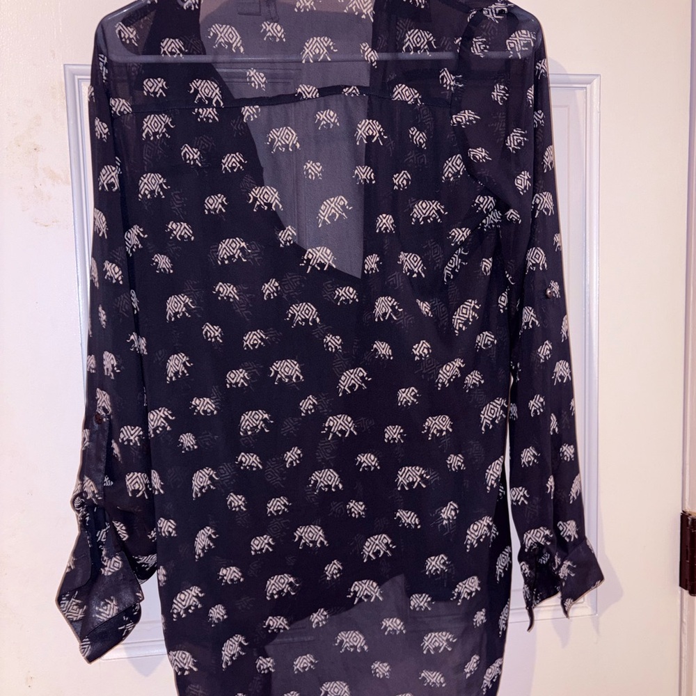 Blue and White Patterned Women's Top